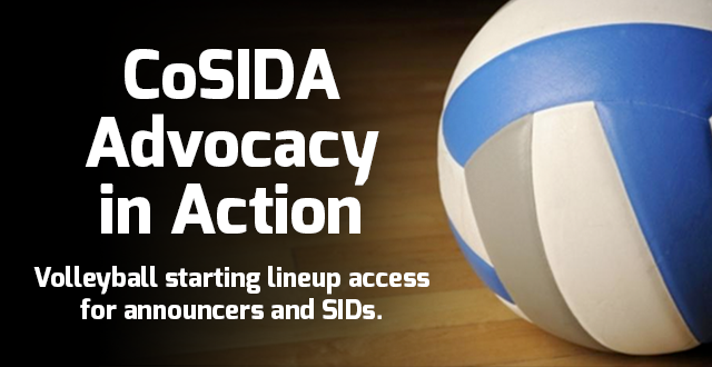 NCAA Volleyball Rules Committee Approves CoSIDA Request for Change to Pre-match Lineup Availability